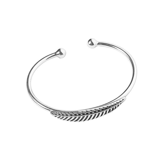 AARVO Elegance Silver Leaf Bangle - BNG1003