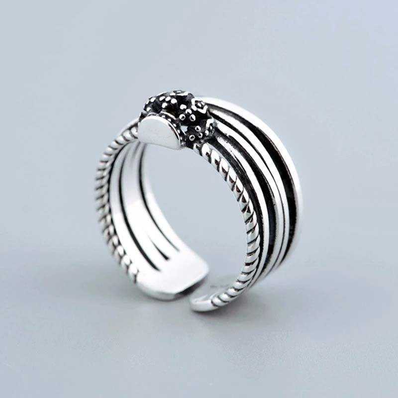 AARVO 925 Silver Crown Ring- RNG1009